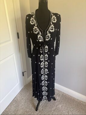 Free people Black Floral Embroidered Maxi Dress - Women's